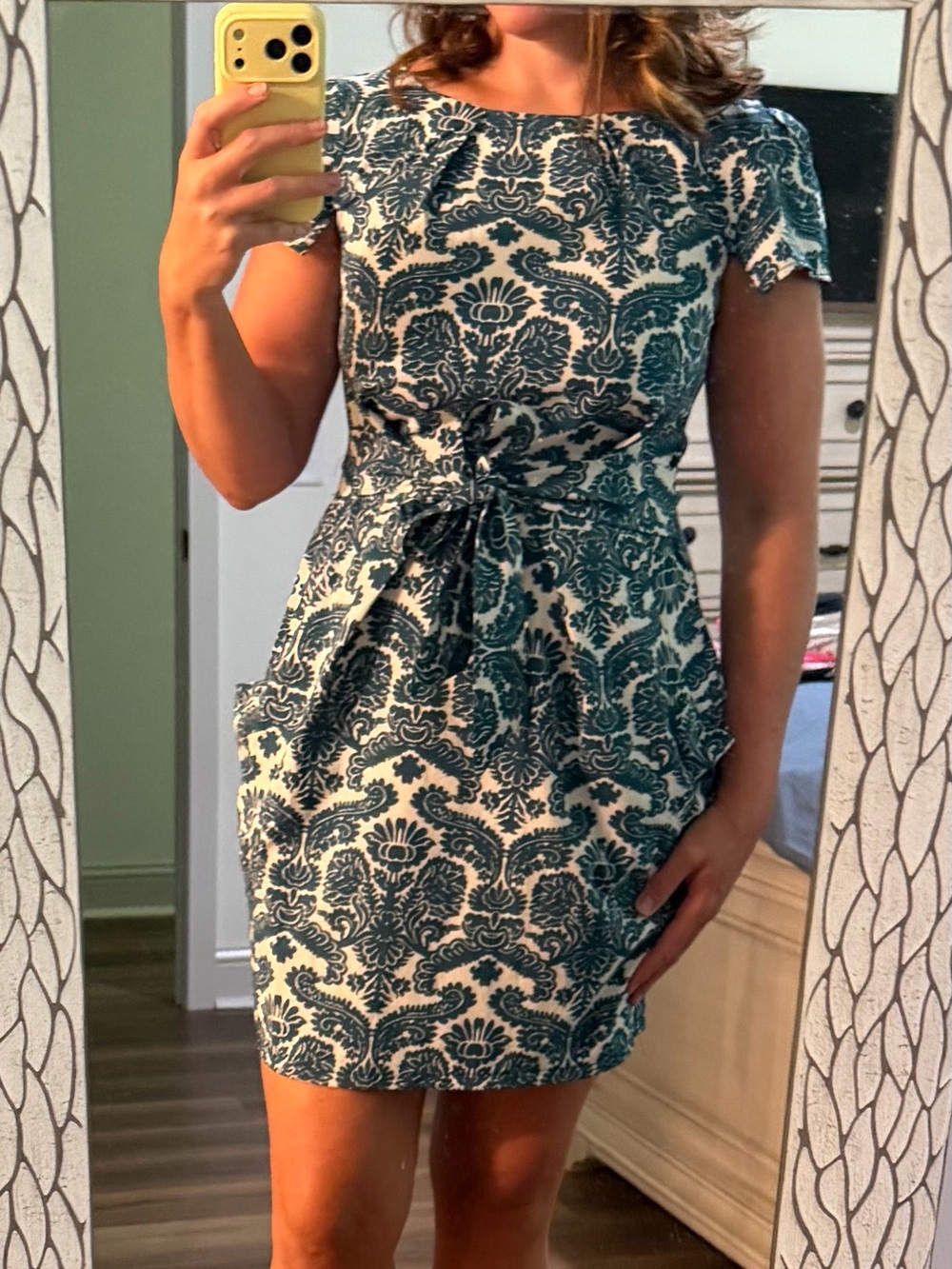 nomi Blue and White Printed Tie-Waist Mini Dress